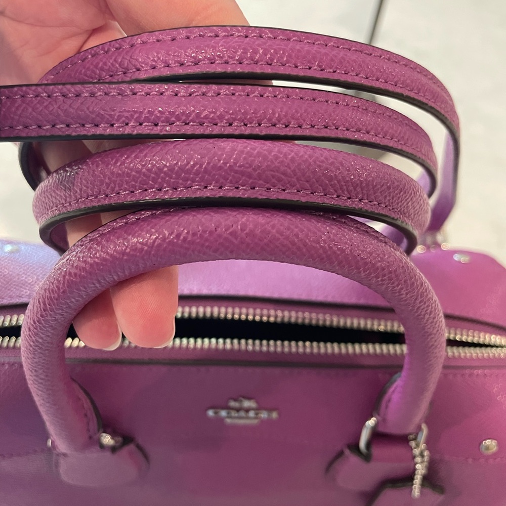 Coach Purple Mini Bennett Satchel with Textured Leather Finish New With COA - Picture 10 of 10